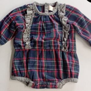 Miki Miette Flannel Baby Girls Bubble Romper|Blue/Red Plaid|Size 3M| New WO Tags